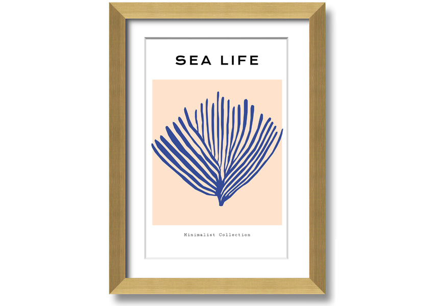 Framed print of vibrant blue coral, handmade in the UK, ready to hang.