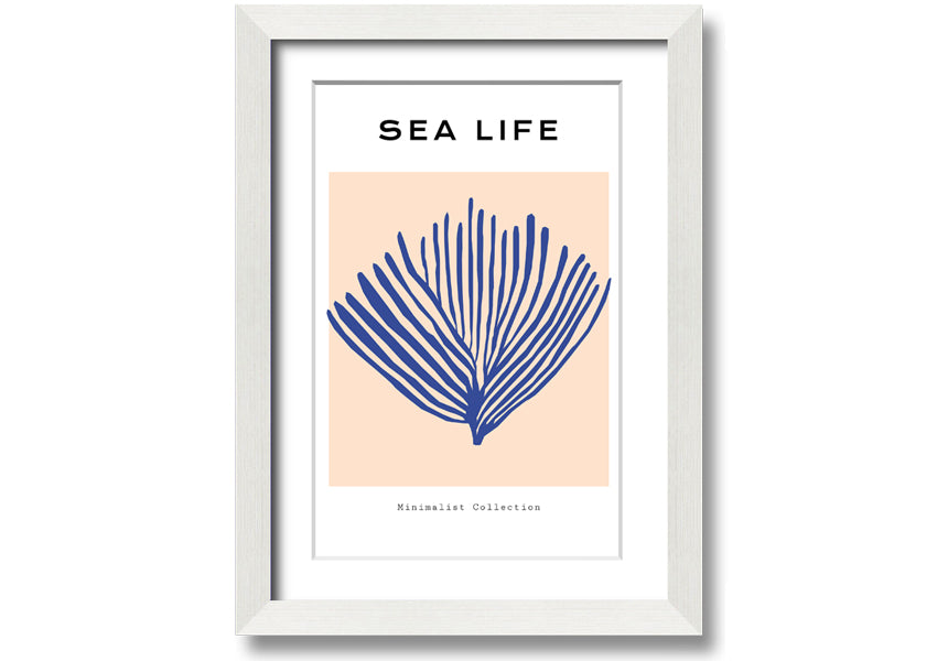 Framed print of vibrant blue coral, handmade in the UK, ready to hang.