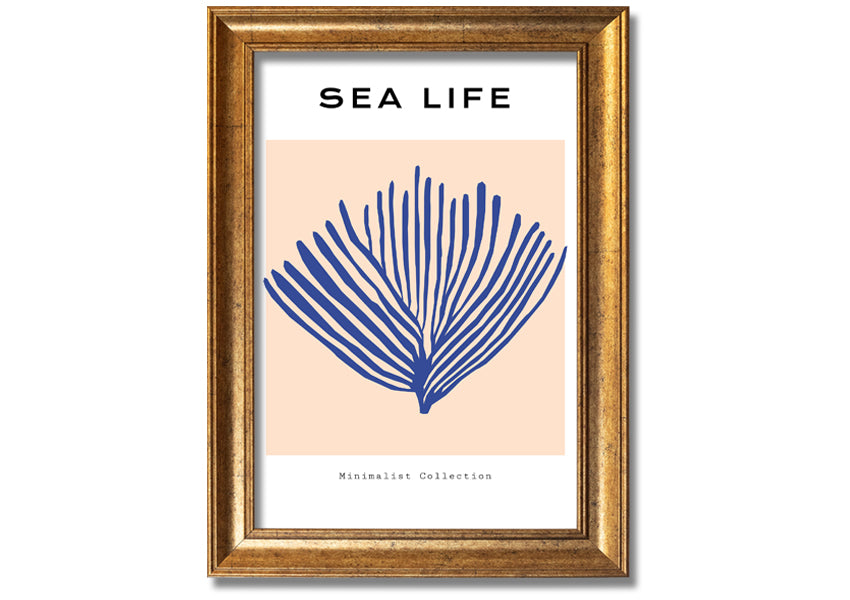 Framed print of vibrant blue coral, handmade in the UK, ready to hang.