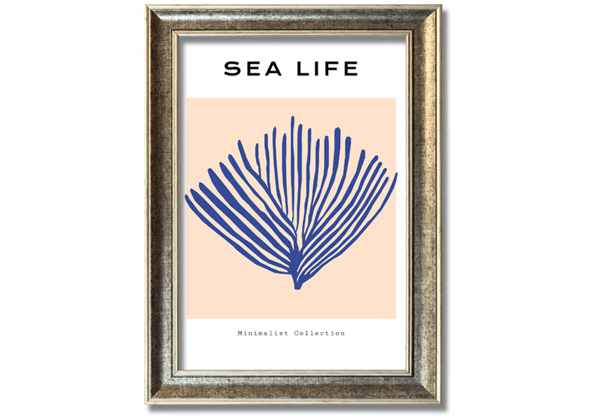 Framed print of vibrant blue coral, handmade in the UK, ready to hang.