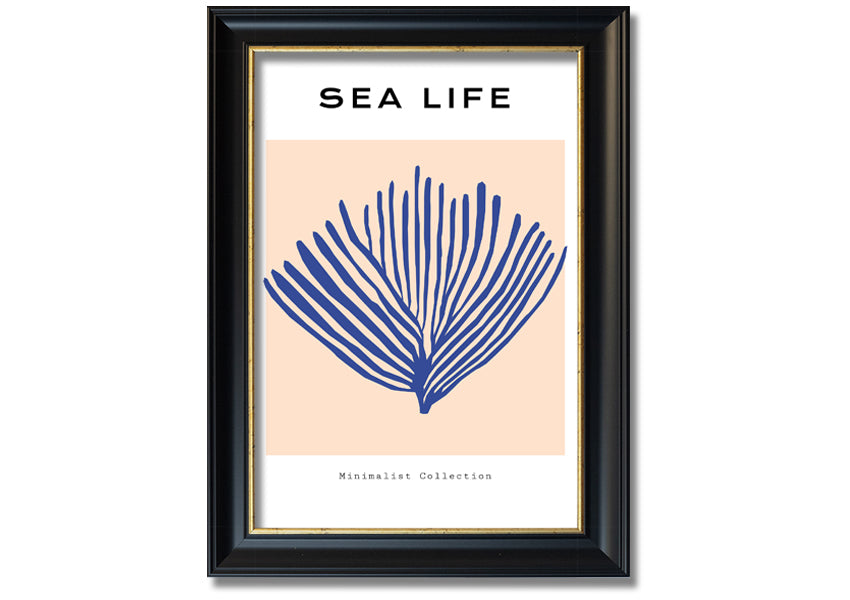 Framed print of vibrant blue coral, handmade in the UK, ready to hang.