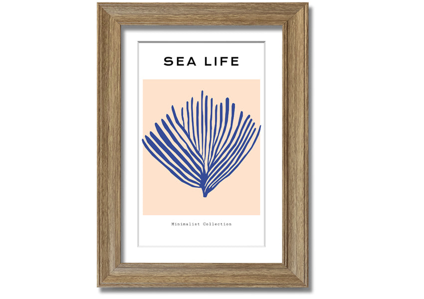 Framed print of vibrant blue coral, handmade in the UK, ready to hang.