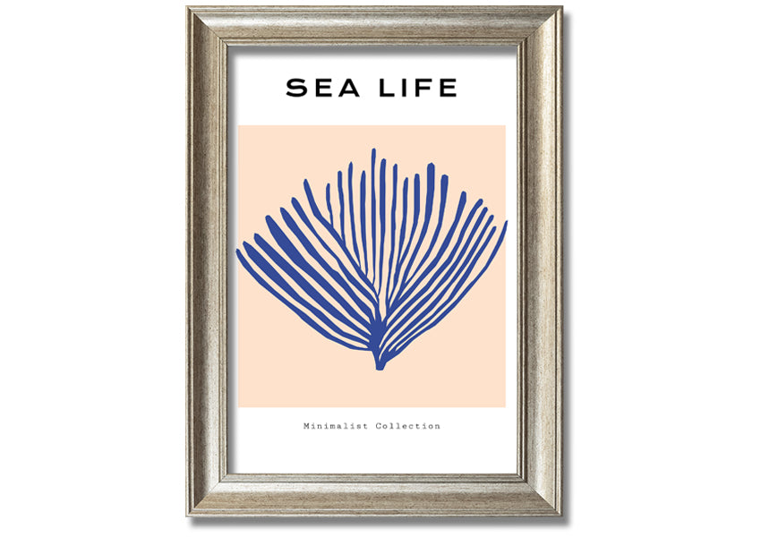 Framed print of vibrant blue coral, handmade in the UK, ready to hang.