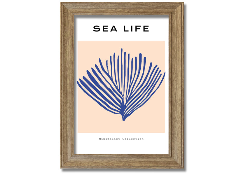 Framed print of vibrant blue coral, handmade in the UK, ready to hang.