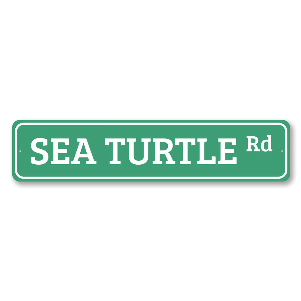 A vibrant Sea Turtle Road Sign made of aluminum, featuring a colorful sea turtle design, perfect for home decoration.