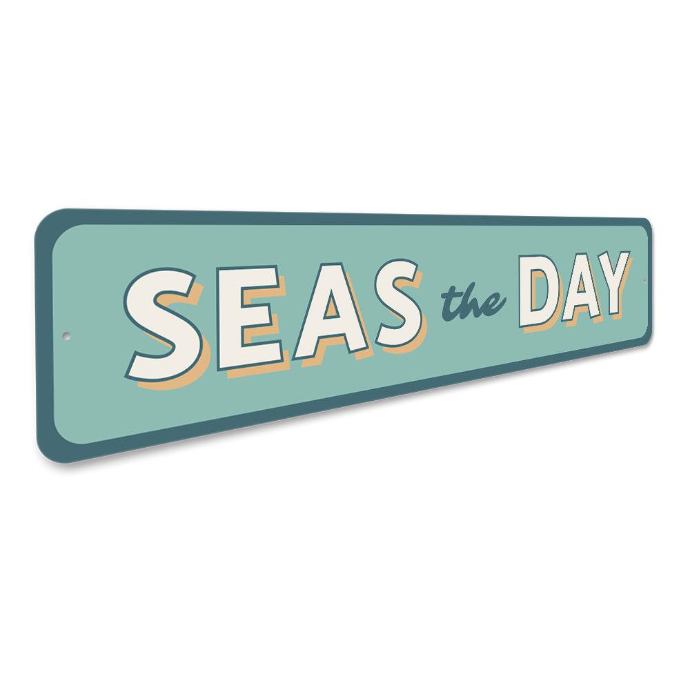 Seas the Day Sign featuring vibrant colors and a nautical theme, perfect for home decor.