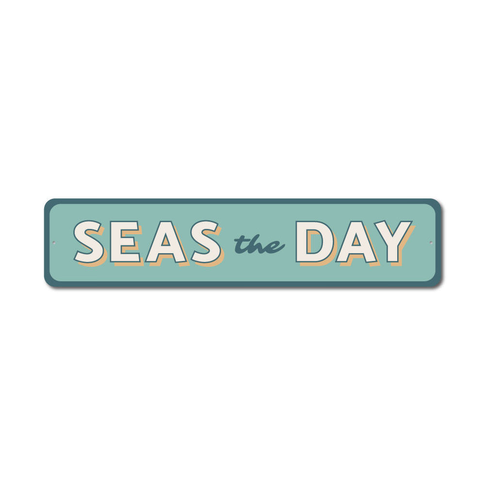 Seas the Day Sign featuring vibrant colors and a nautical theme, perfect for home decor.