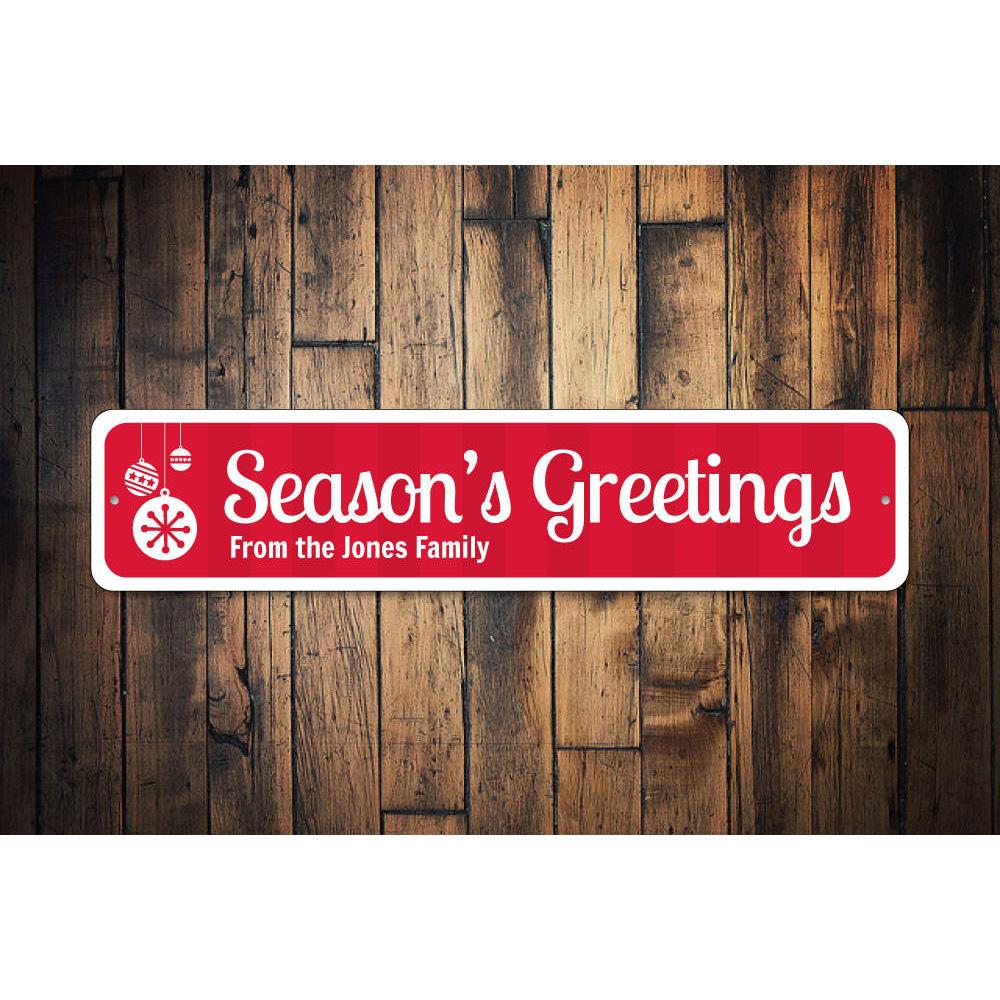 "Season's Greetings" holiday sign.