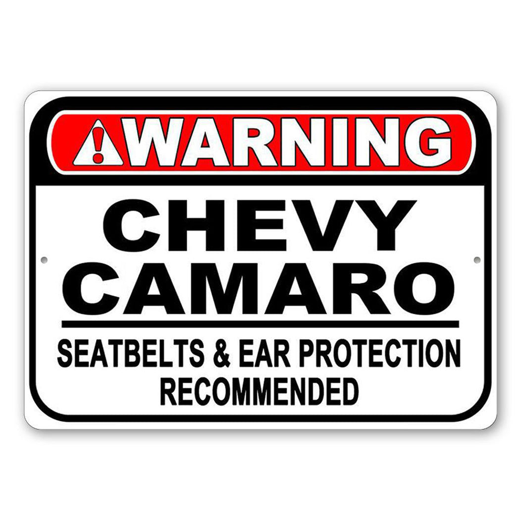 Customizable Seatbelt Warning Sign made from high-quality aluminum, featuring pre-drilled holes for easy mounting.