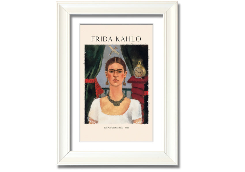 Frida Kahlo's Self Portrait (Time Flies) - 1929, printed on coated polyester canvas, framed and ready to hang.