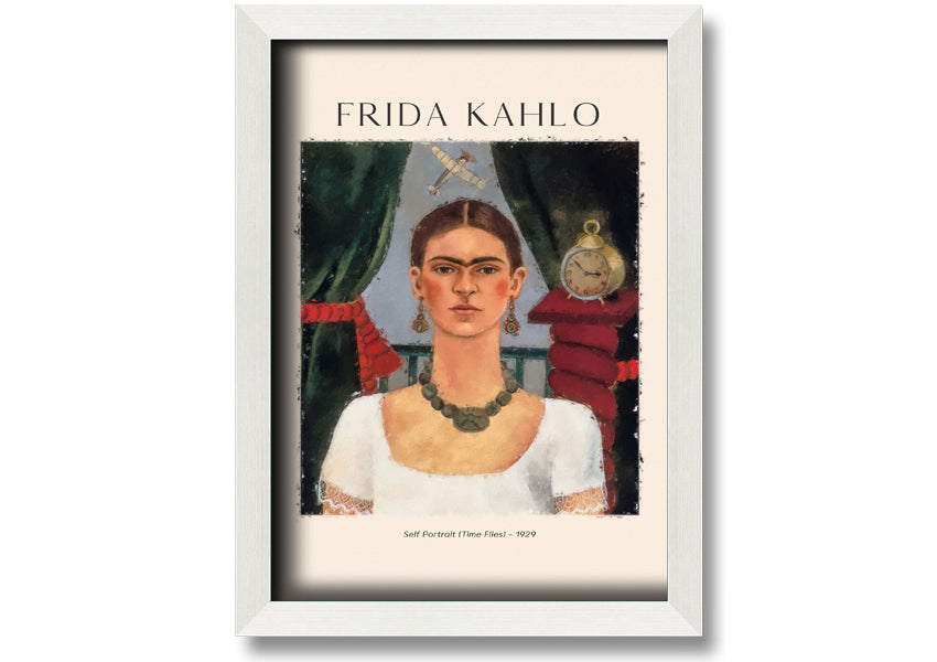 Frida Kahlo's Self Portrait (Time Flies) - 1929, printed on coated polyester canvas, framed and ready to hang.