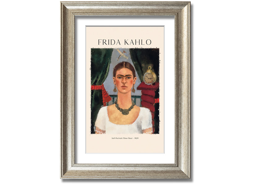 Frida Kahlo's Self Portrait (Time Flies) - 1929, printed on coated polyester canvas, framed and ready to hang.