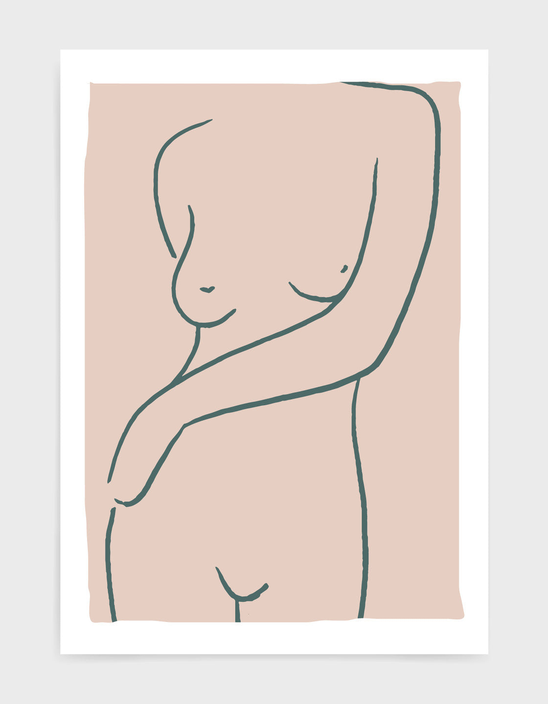 A beautiful sensual female nude print on heavyweight fine art paper, showcasing elegant curves and minimalistic design.