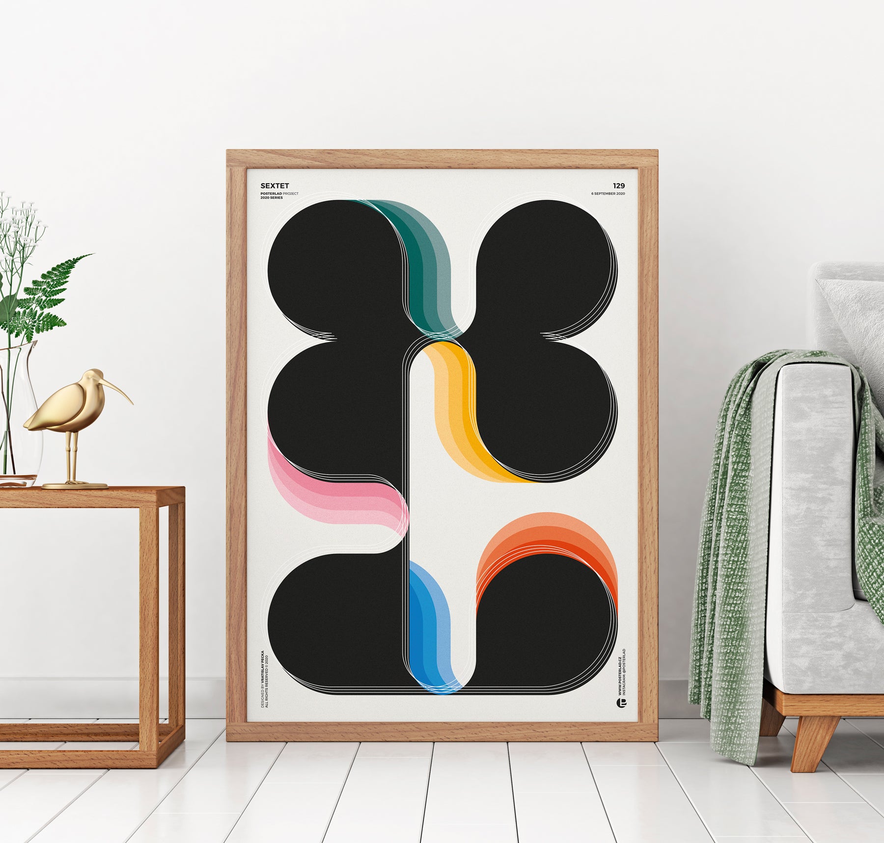 Sextet poster featuring vibrant colors and musical themes on thick matte paper, ideal for home or office decor.