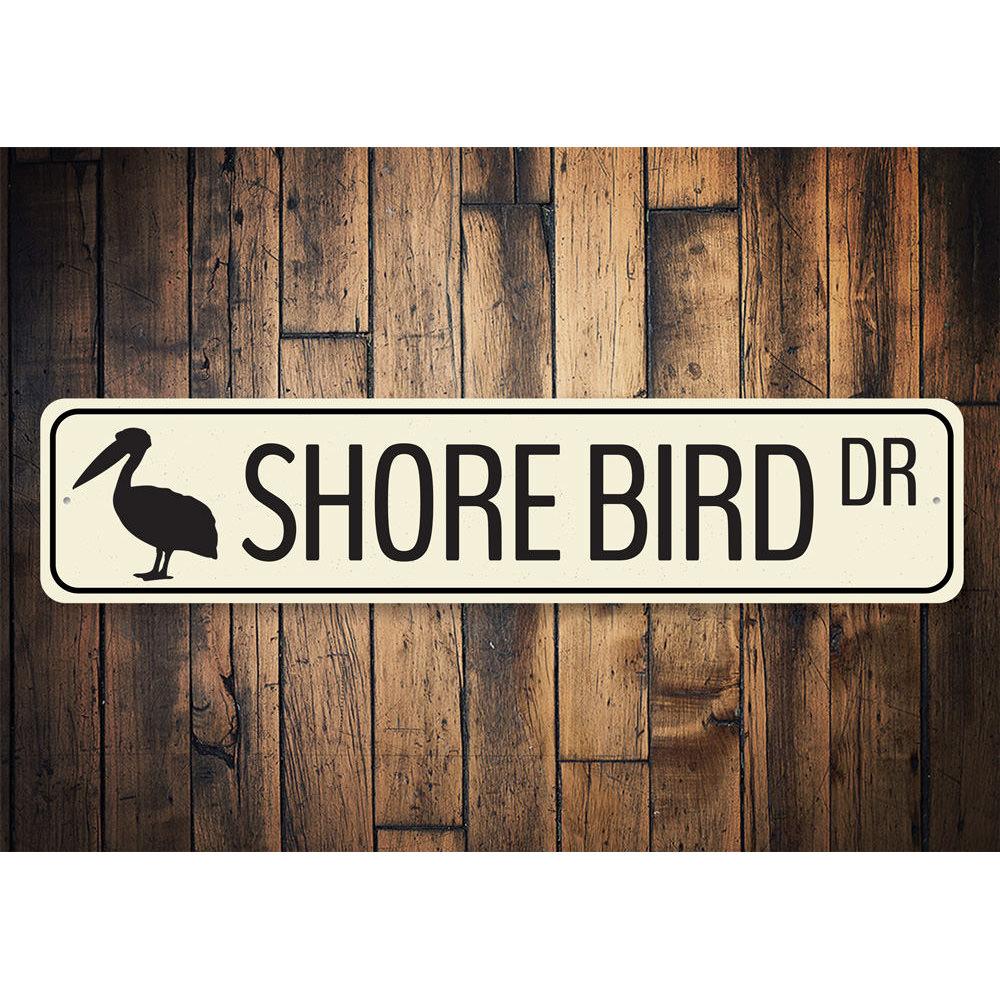 Shore Bird Drive Sign made of high-quality aluminum, featuring a decorative design suitable for indoor and outdoor use.