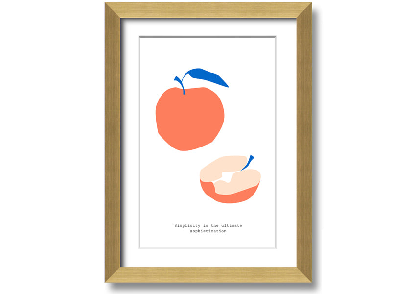 A vibrant framed print of a simple apple, showcasing its rich colors and available in various frame options.