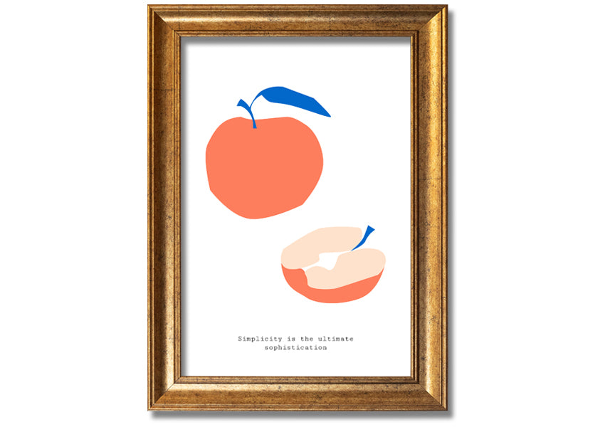 A vibrant framed print of a simple apple, showcasing its rich colors and available in various frame options.