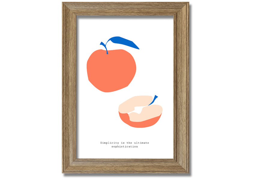 A vibrant framed print of a simple apple, showcasing its rich colors and available in various frame options.