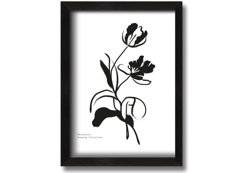 A beautifully framed print of simple flowers, showcasing vibrant colors and elegant design, ready to hang on a wall.