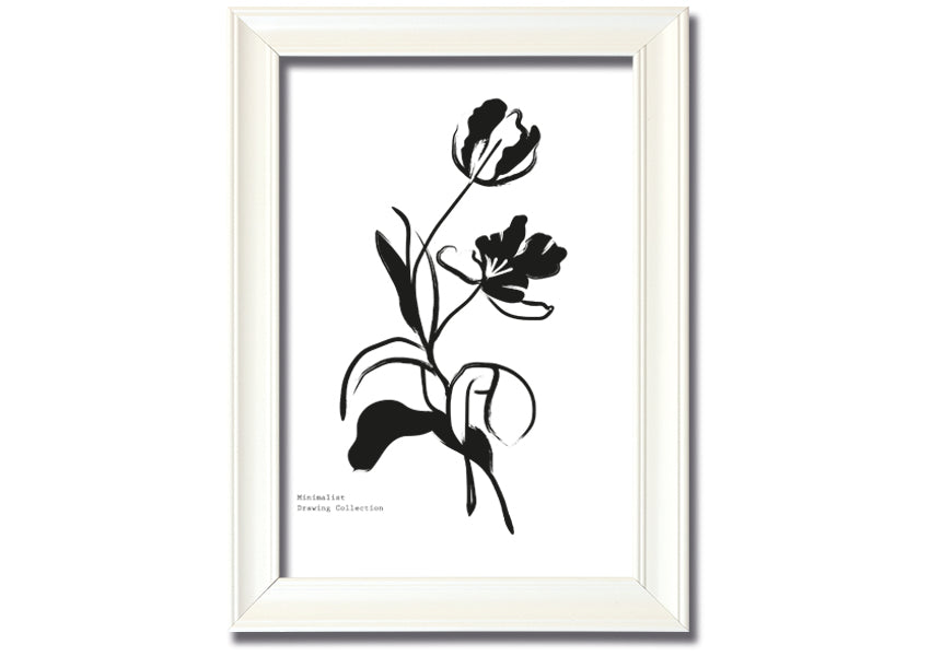 A beautifully framed print of simple flowers, showcasing vibrant colors and elegant design, ready to hang on a wall.