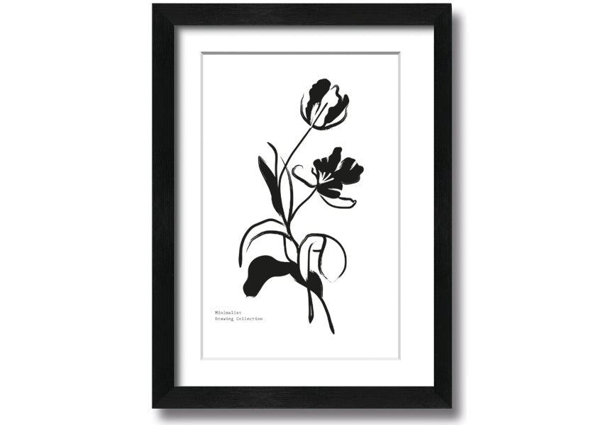 A beautifully framed print of simple flowers, showcasing vibrant colors and elegant design, ready to hang on a wall.