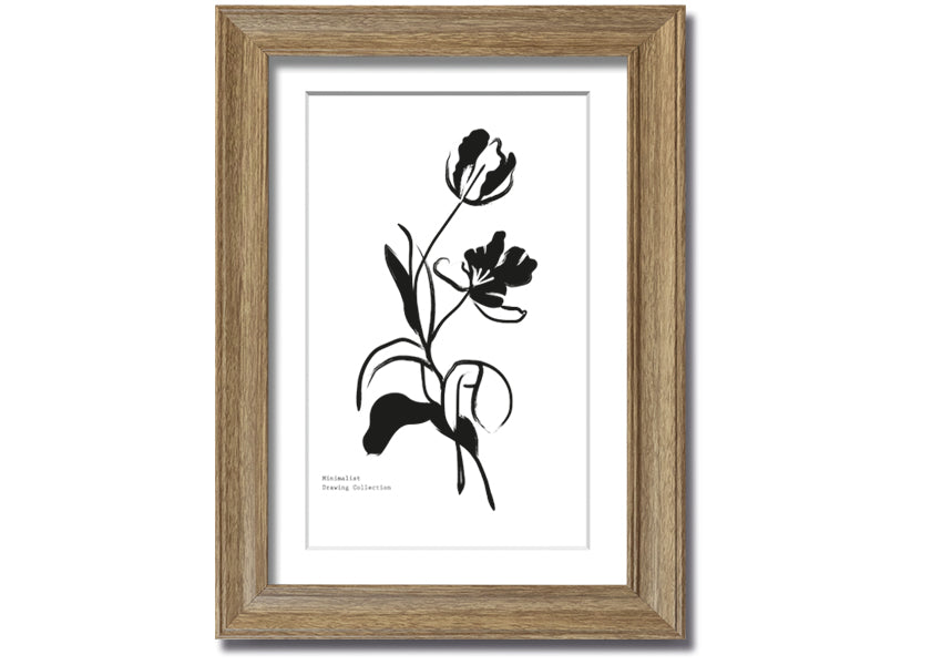 A beautifully framed print of simple flowers, showcasing vibrant colors and elegant design, ready to hang on a wall.