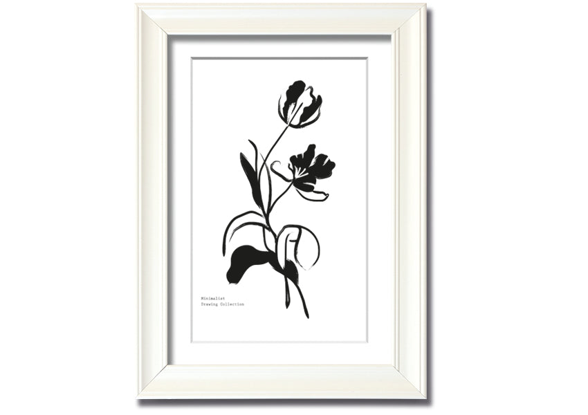 A beautifully framed print of simple flowers, showcasing vibrant colors and elegant design, ready to hang on a wall.