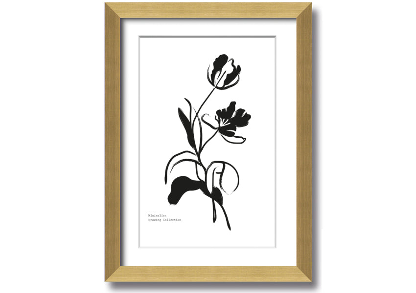 A beautifully framed print of simple flowers, showcasing vibrant colors and elegant design, ready to hang on a wall.