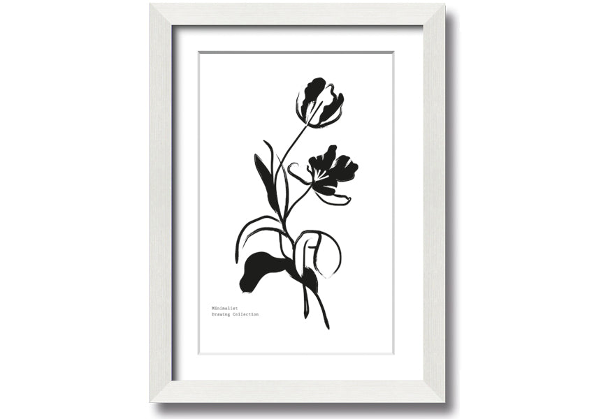 A beautifully framed print of simple flowers, showcasing vibrant colors and elegant design, ready to hang on a wall.