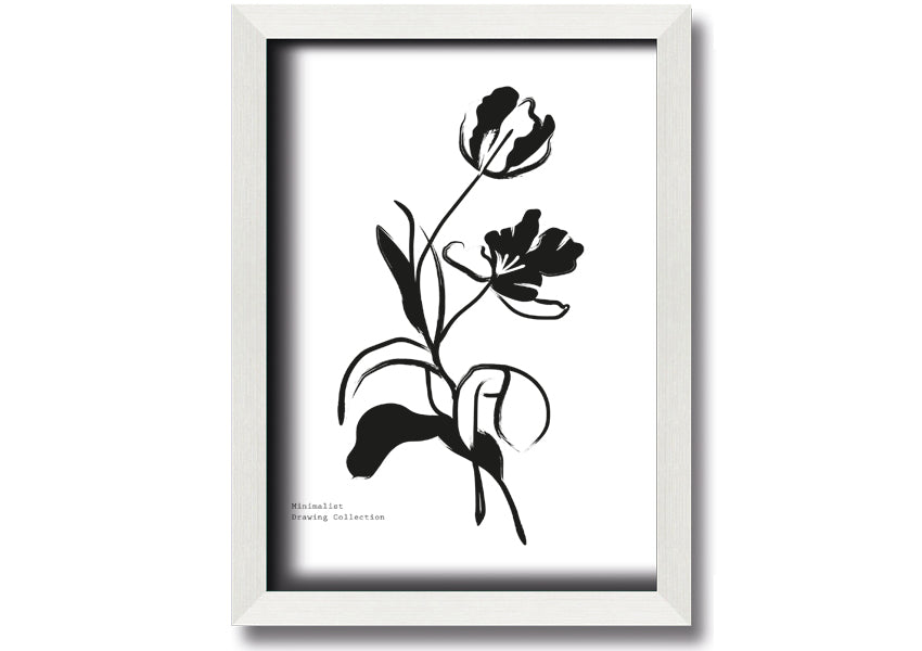 A beautifully framed print of simple flowers, showcasing vibrant colors and elegant design, ready to hang on a wall.