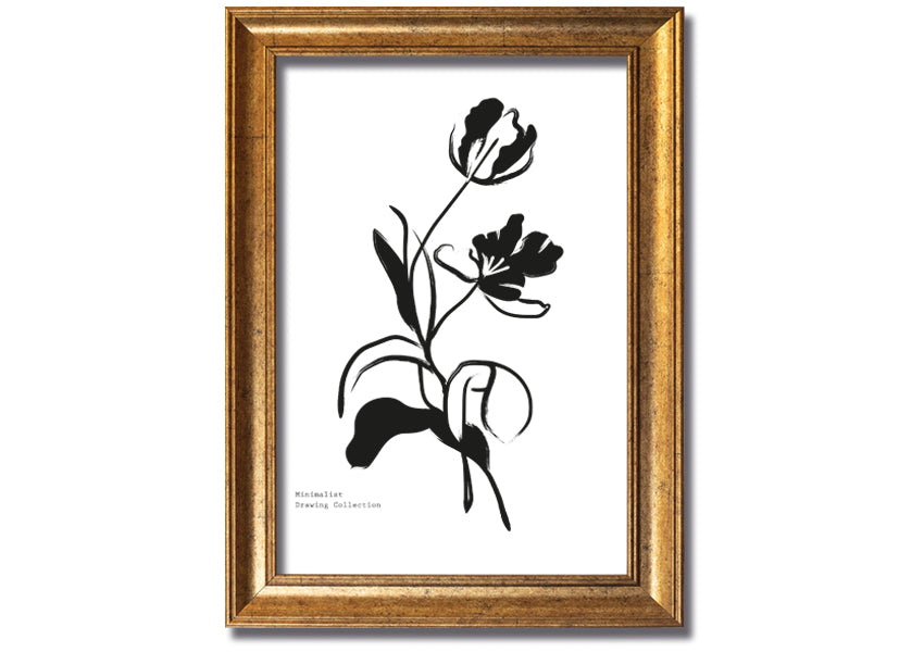 A beautifully framed print of simple flowers, showcasing vibrant colors and elegant design, ready to hang on a wall.