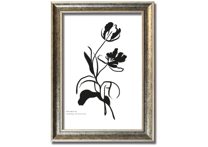 A beautifully framed print of simple flowers, showcasing vibrant colors and elegant design, ready to hang on a wall.