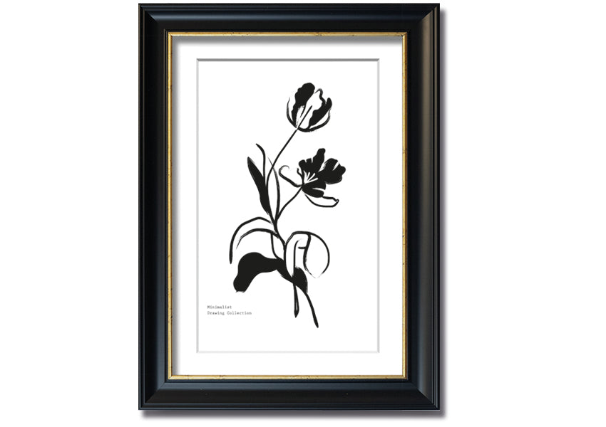 A beautifully framed print of simple flowers, showcasing vibrant colors and elegant design, ready to hang on a wall.