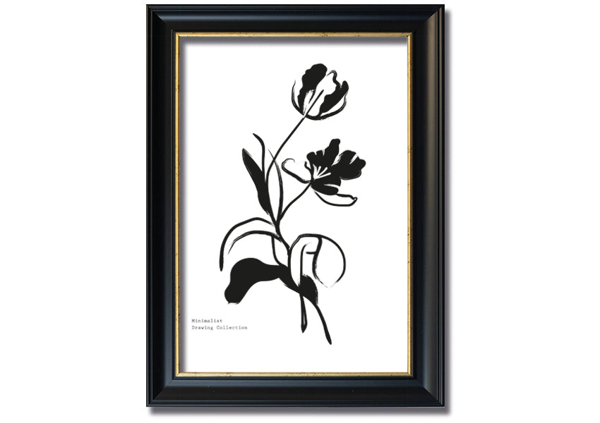 A beautifully framed print of simple flowers, showcasing vibrant colors and elegant design, ready to hang on a wall.