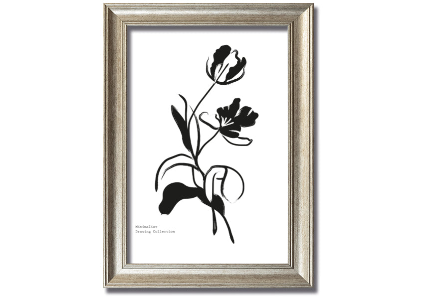 A beautifully framed print of simple flowers, showcasing vibrant colors and elegant design, ready to hang on a wall.