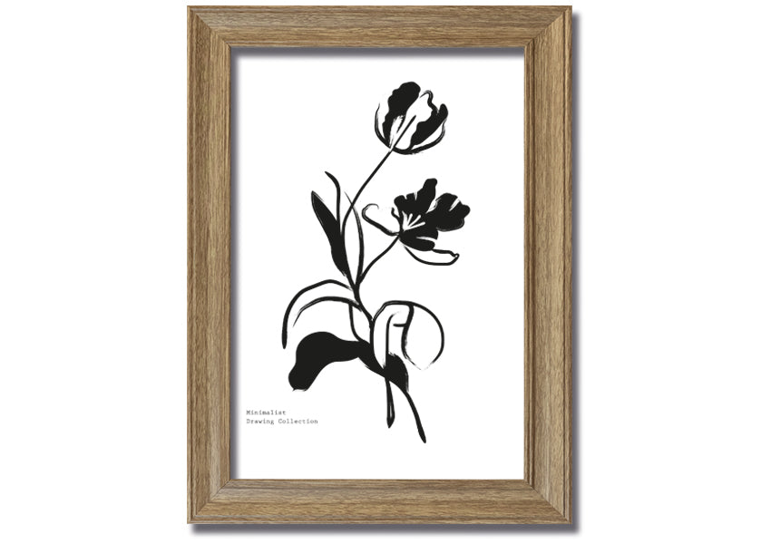 A beautifully framed print of simple flowers, showcasing vibrant colors and elegant design, ready to hang on a wall.