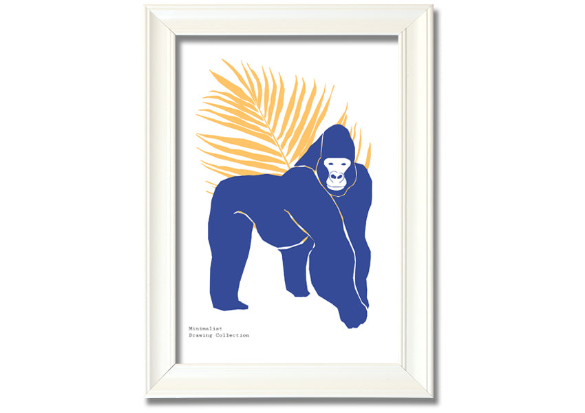 A beautifully framed print of a gorilla, showcasing vibrant colors and available in various frame options, ready to hang.