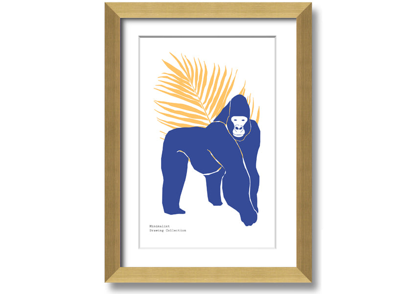 A beautifully framed print of a gorilla, showcasing vibrant colors and available in various frame options, ready to hang.