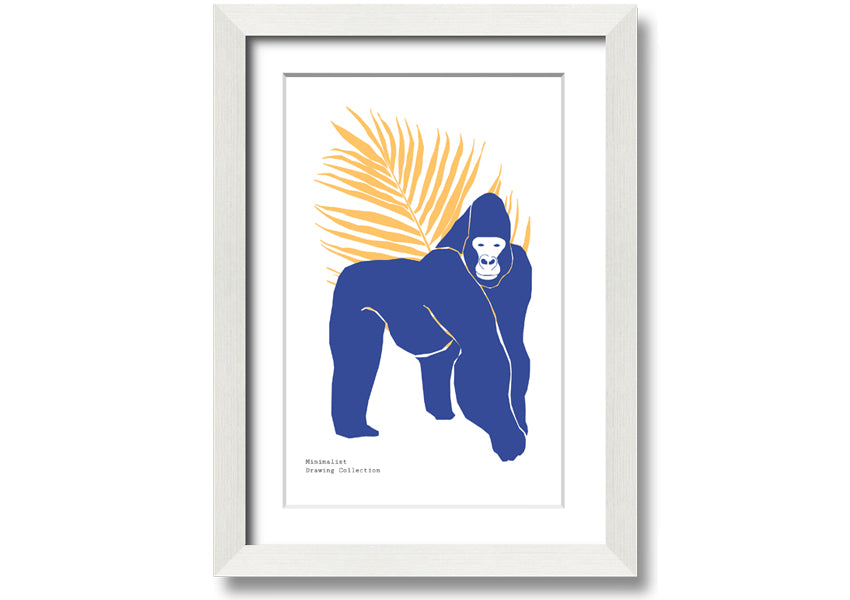 A beautifully framed print of a gorilla, showcasing vibrant colors and available in various frame options, ready to hang.