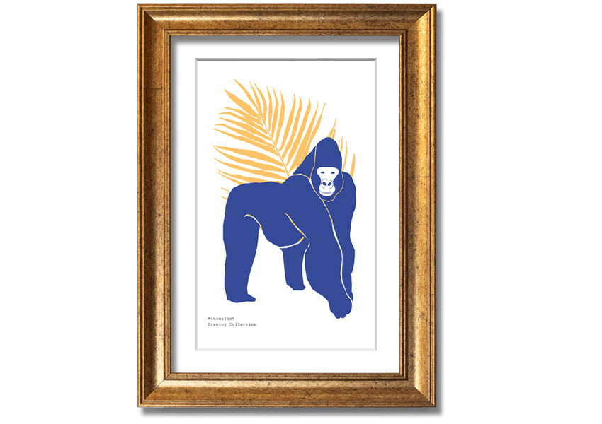 A beautifully framed print of a gorilla, showcasing vibrant colors and available in various frame options, ready to hang.