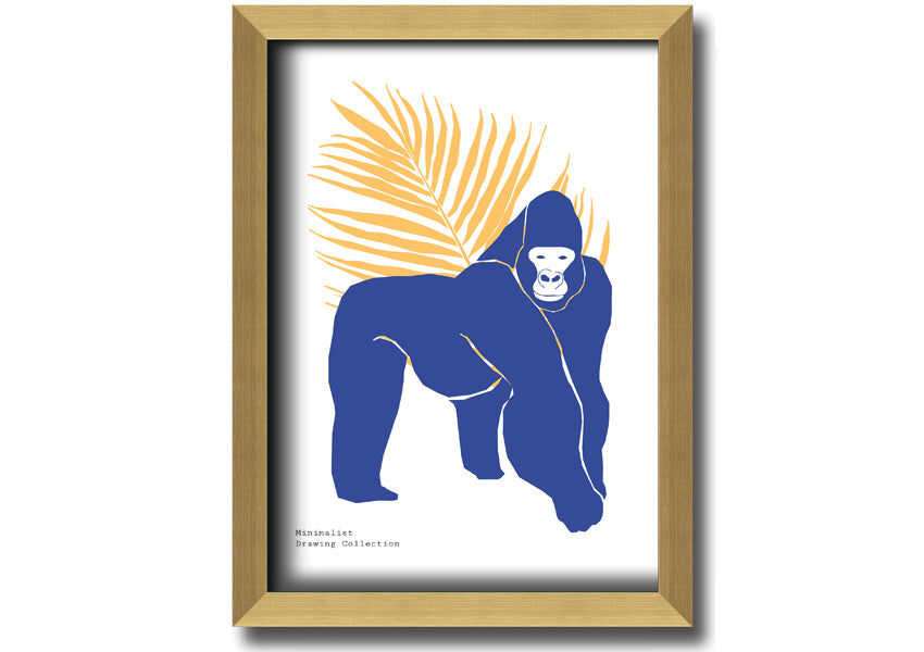 A beautifully framed print of a gorilla, showcasing vibrant colors and available in various frame options, ready to hang.