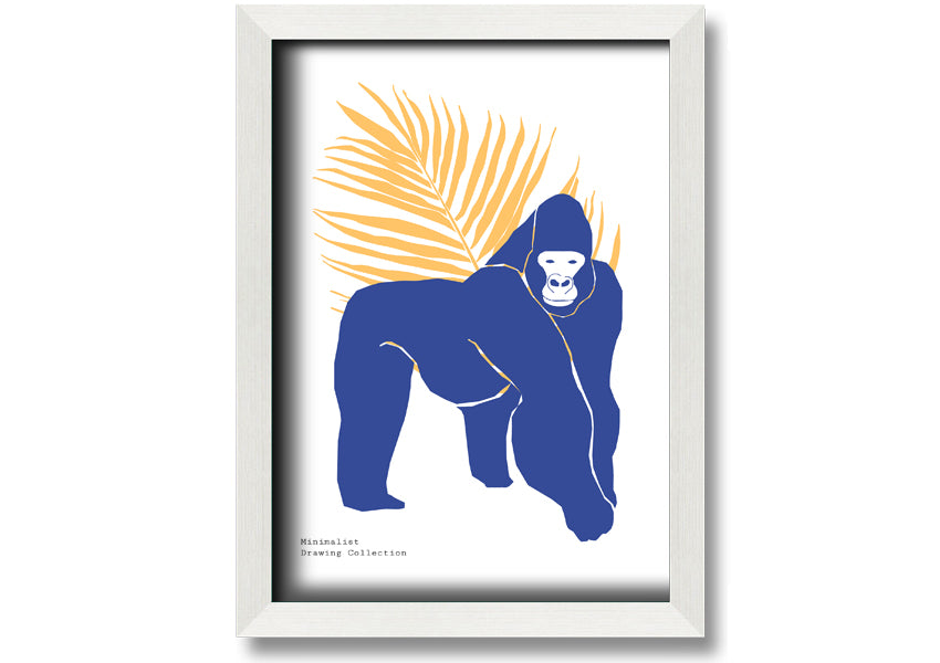 A beautifully framed print of a gorilla, showcasing vibrant colors and available in various frame options, ready to hang.