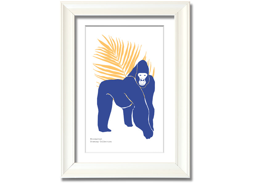 A beautifully framed print of a gorilla, showcasing vibrant colors and available in various frame options, ready to hang.