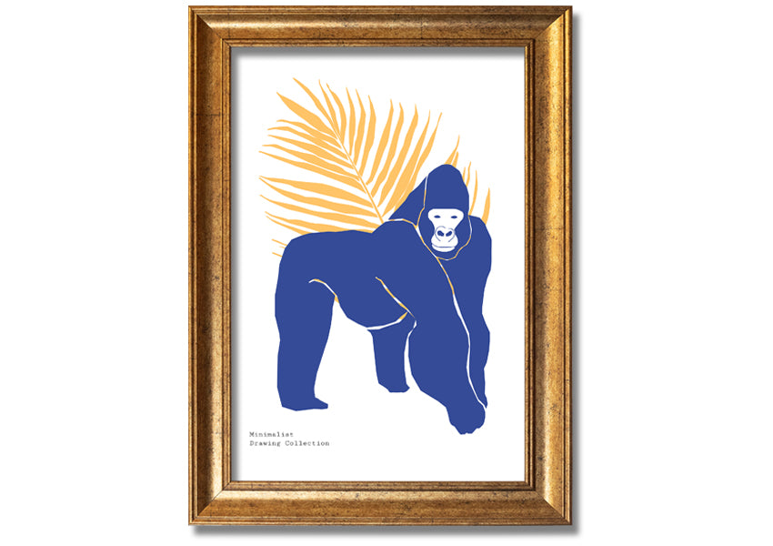 A beautifully framed print of a gorilla, showcasing vibrant colors and available in various frame options, ready to hang.