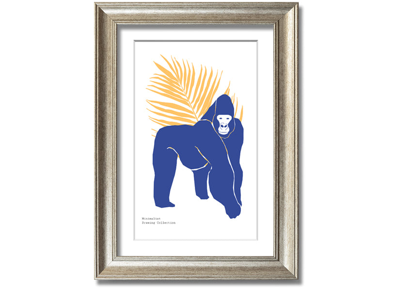 A beautifully framed print of a gorilla, showcasing vibrant colors and available in various frame options, ready to hang.