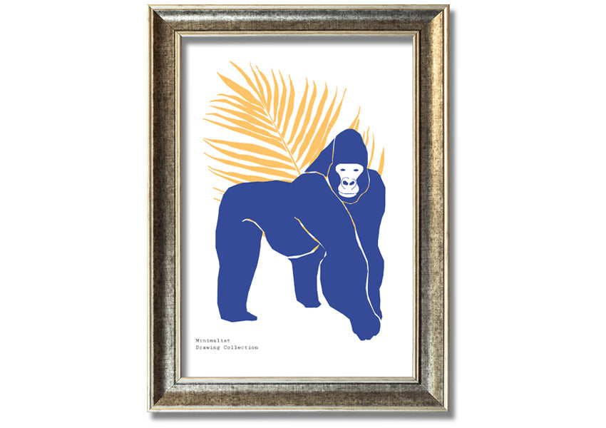 A beautifully framed print of a gorilla, showcasing vibrant colors and available in various frame options, ready to hang.