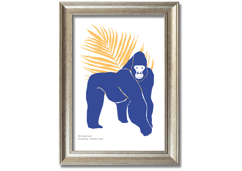 A beautifully framed print of a gorilla, showcasing vibrant colors and available in various frame options, ready to hang.