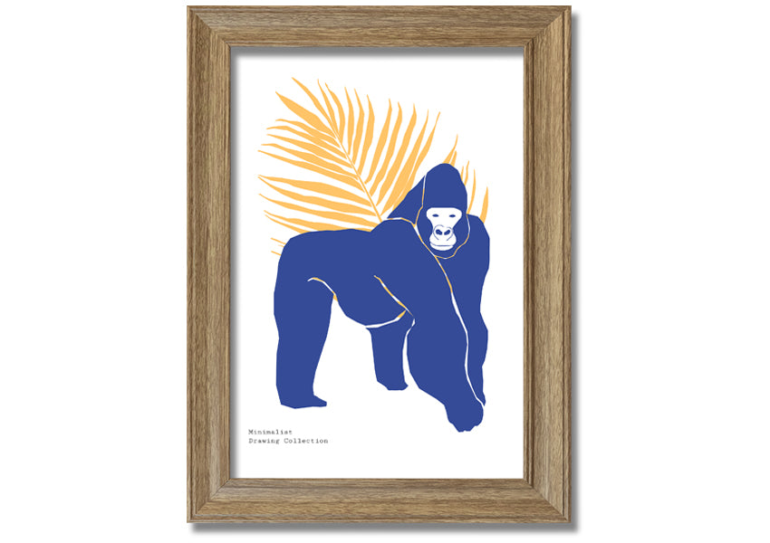 A beautifully framed print of a gorilla, showcasing vibrant colors and available in various frame options, ready to hang.