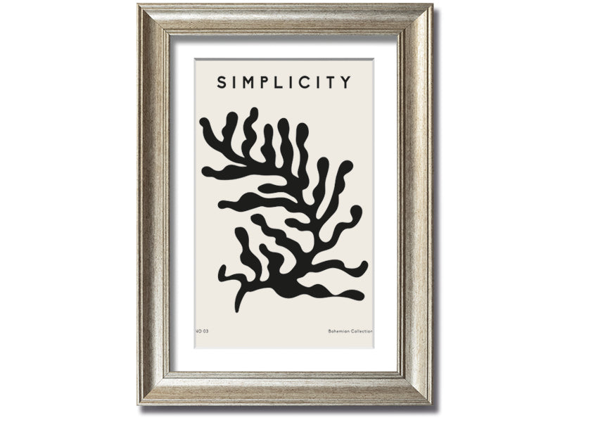 Simplicity Corals framed print featuring elegant coral design in a stylish frame, ready to hang.