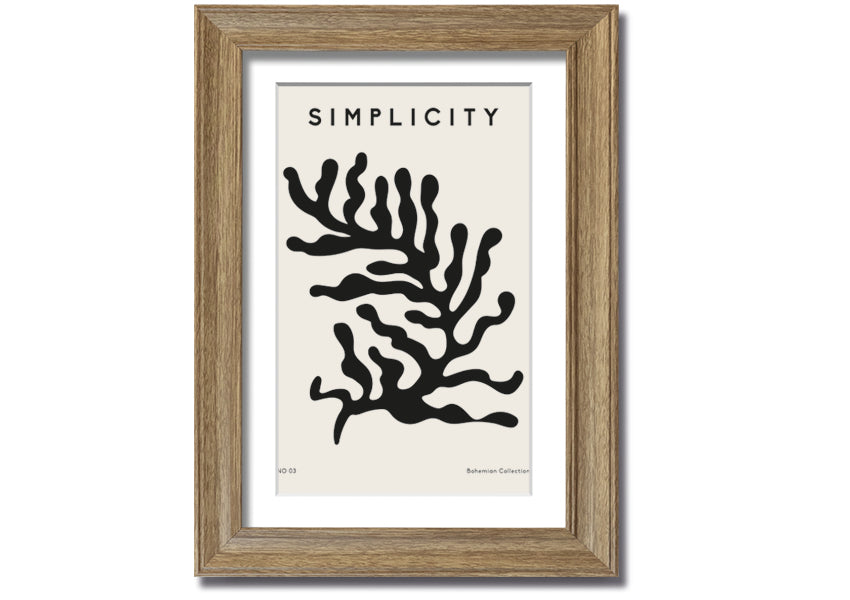 Simplicity Corals framed print featuring elegant coral design in a stylish frame, ready to hang.